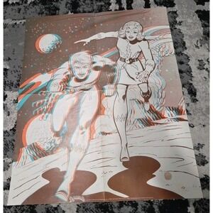 1977 Dynamite DuoRare 3D Magazine Scholastic Poster Insert Space Rare VTG